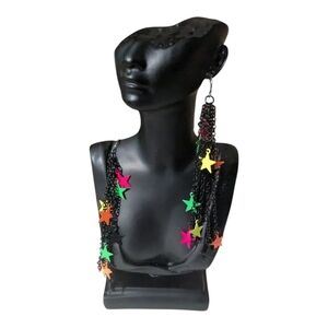 Multicolor Star Chain Earrings